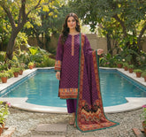 Plum Purple Printed Lawn 3-Piece Suit – M n M by Ittehad Vol 1
