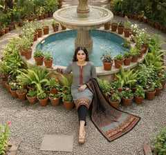 Black & White Houndstooth Printed Lawn 3-Piece Suit – M n M by Ittehad Vol 1