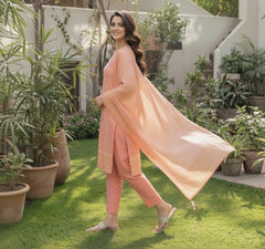 Peach Printed Lawn 3-Piece Suit – M n M by Ittehad Vol 1
