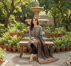 Black & White Houndstooth Printed Lawn 3-Piece Suit – M n M by Ittehad Vol 1