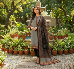 Black & White Houndstooth Printed Lawn 3-Piece Suit – M n M by Ittehad Vol 1