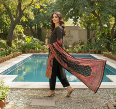 Black Printed Lawn 3-Piece Suit – M n M by Ittehad Vol 1