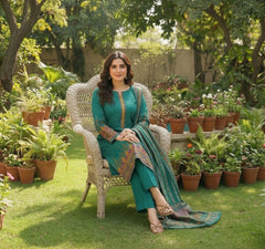 Teal printed 3-Piece Suit vol 1