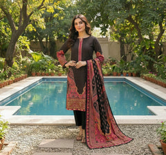 Black Printed Lawn 3-Piece Suit – M n M by Ittehad Vol 1