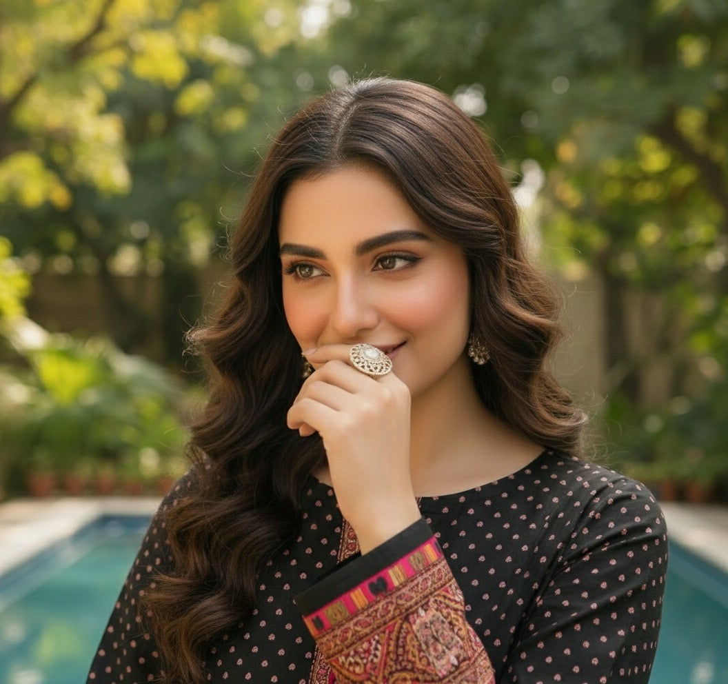 Black Printed Lawn 3-Piece Suit – M n M by Ittehad Vol 1