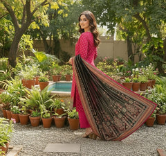 Hot Pink Printed Lawn 3-Piece Suit – M n M by Ittehad Vol 1